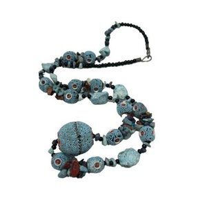 Vintage Marked INDIA Unusual Ethnic Necklace Turquoise Color Stone Bead Necklace